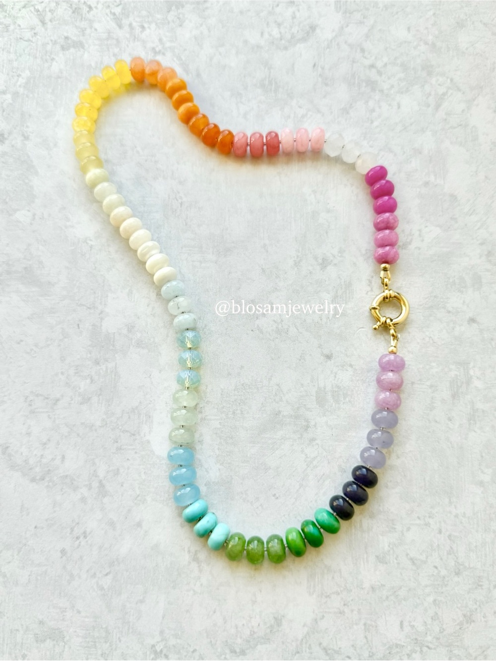Rainbow Opal Jade Gemstone Candy Necklace There She Goes Charm Holder Necklace